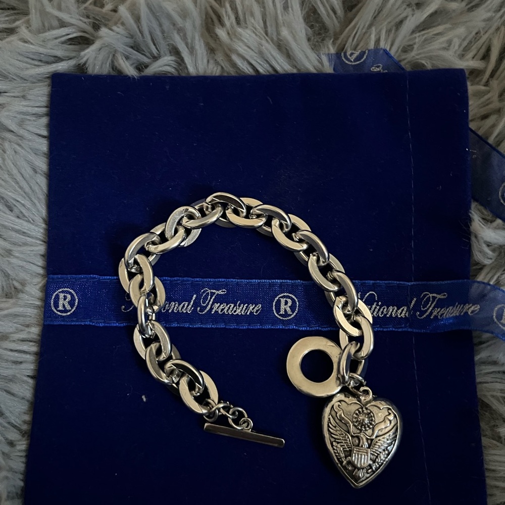 National Treasure Army Silver Heart Bracelet.